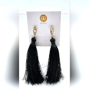 GORJANA NWT Tassle Marble Statement Earrings Black Gold White Marble